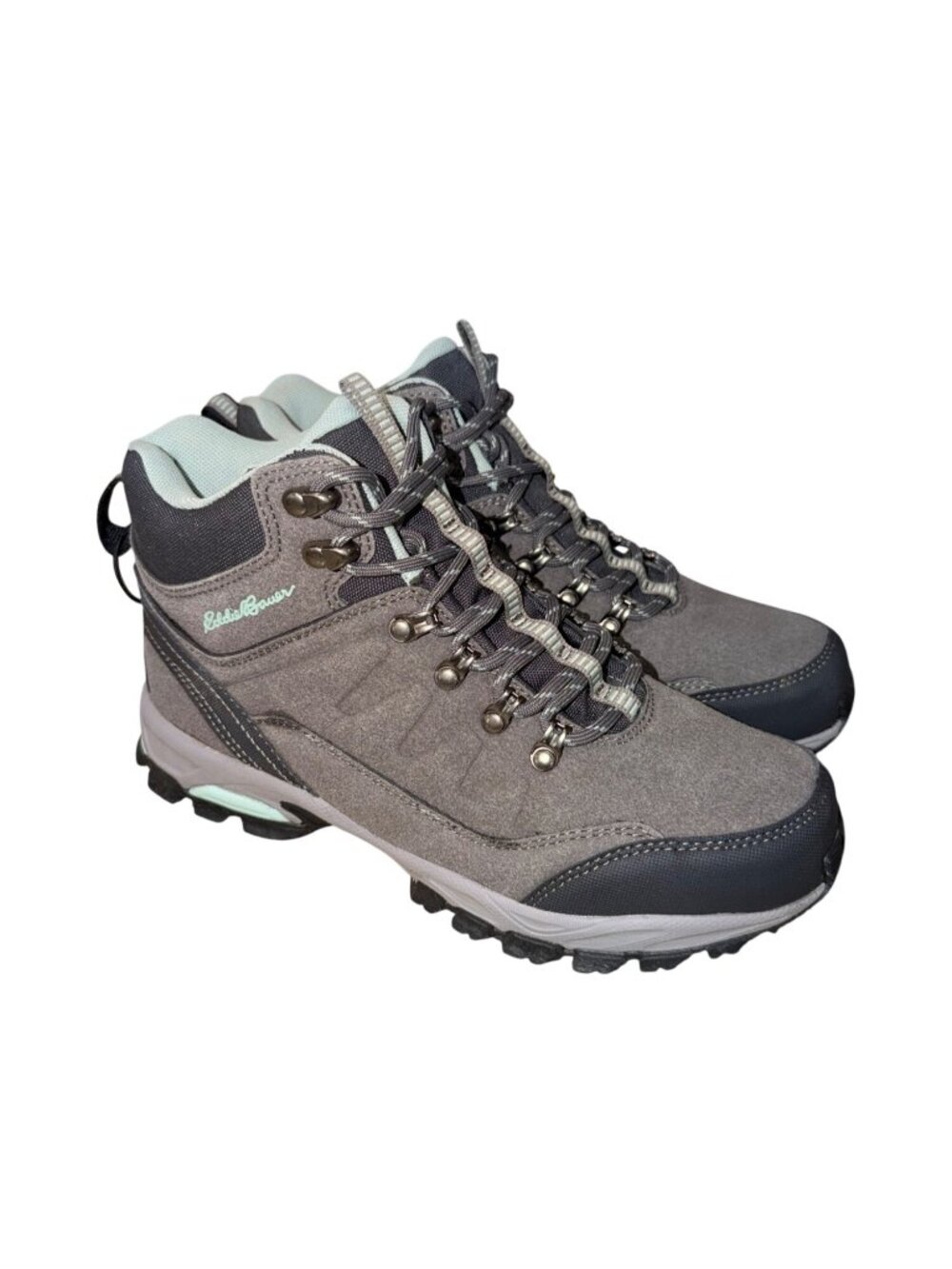 NWOB Eddie Bauer Women 8 Ravenna Hiking Outdoor Boots Gray Mint Durable Traction